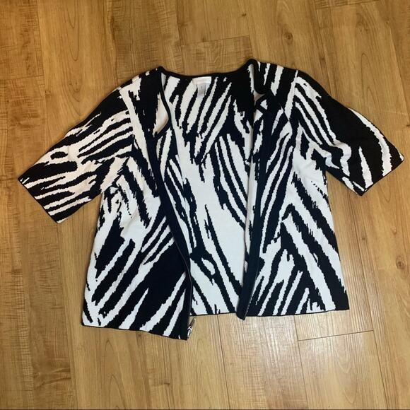 Chico’s Zebra Zip Up Cardigan Medium - Picture 4 of 5